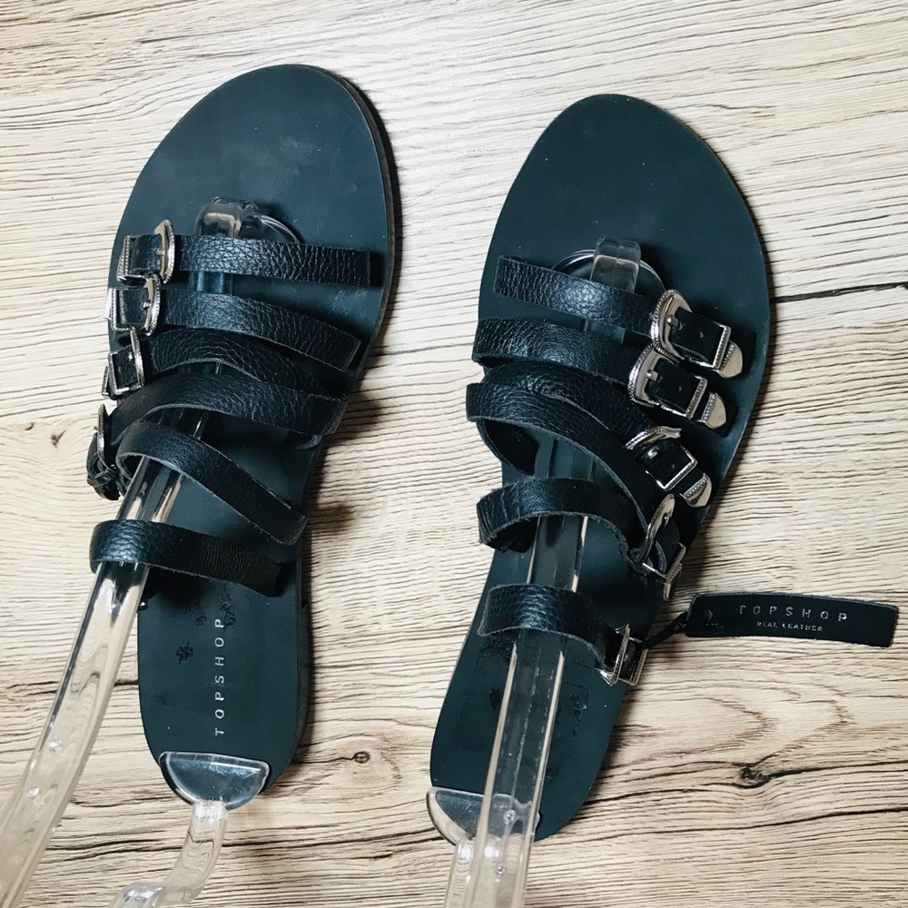 NWT Topshop Heston Buckles Flat Slide Sandals